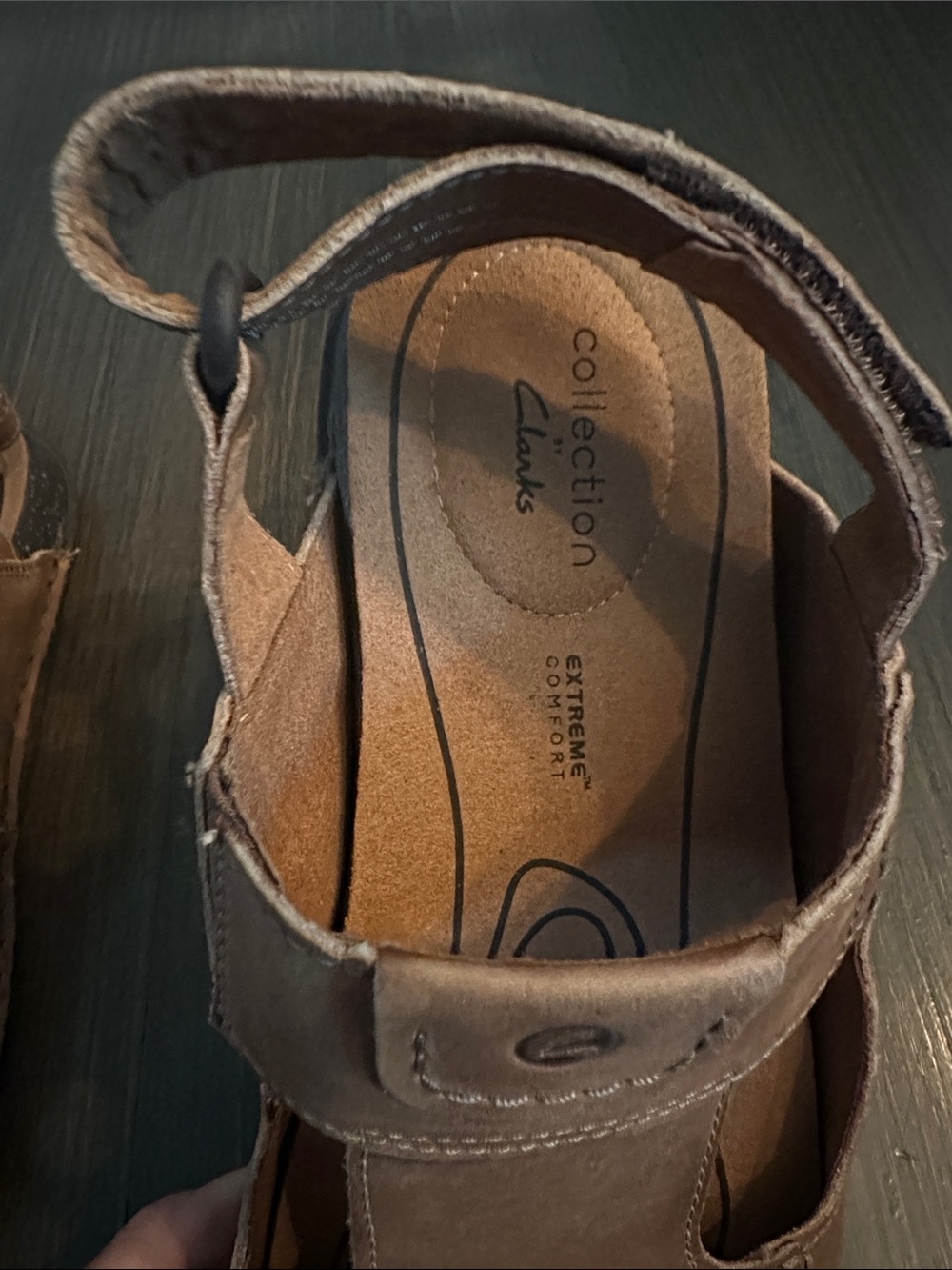 Clarks Men's Collection Tan Leather Dual-Strap Slingback Sandals Size 10 - Picture 3 of 3